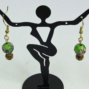 Flowered Cloisonné Beads Earrings